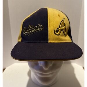 VTG  Atlanta Braves Wool Blend Yellow/Black 90s‎ Snapback Hat Retro MLB Rare